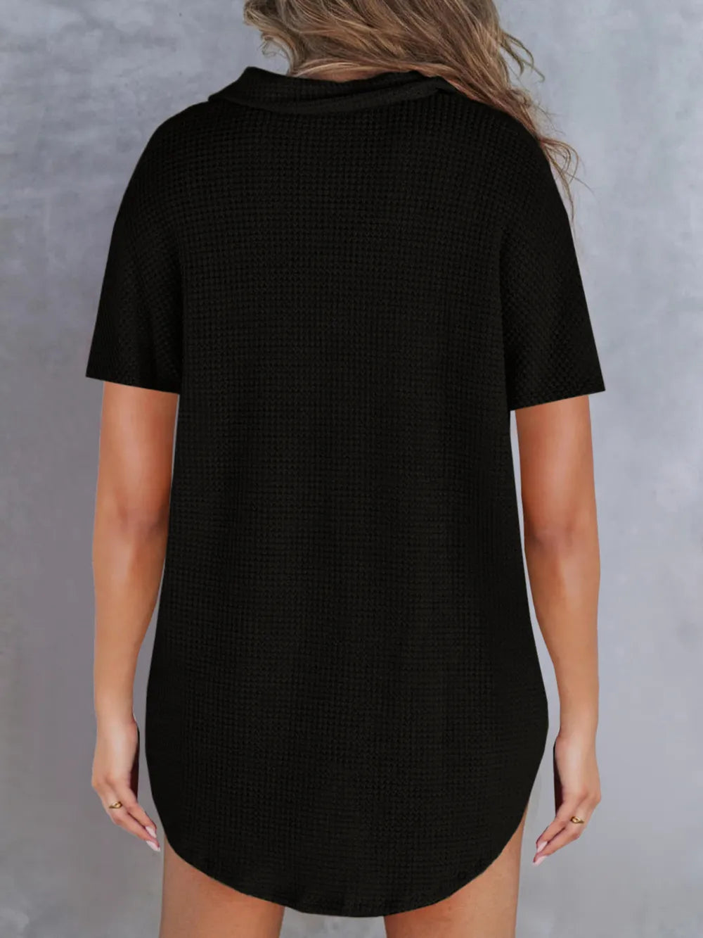 Waffle-knit Short Sleeve Polo Shirt (11)