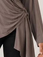 Long Sleeve Wrap T-shirt Side Knot Detail (15)
