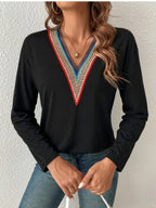 V-neck Long Sleeve T-shirt (7)