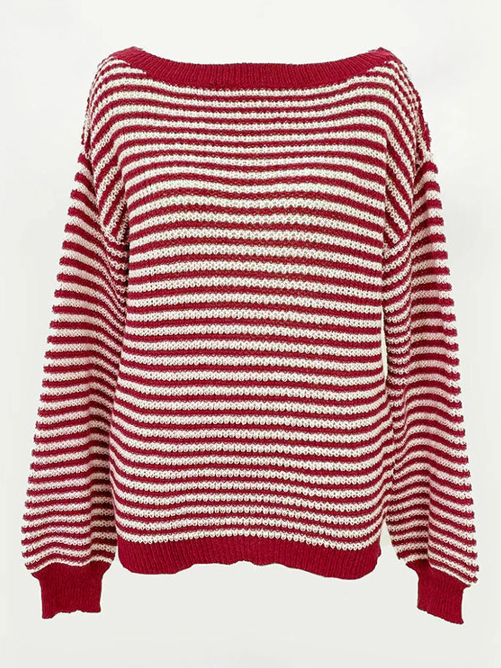Striped Knit Boat Neck Sweater (4)