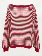 Striped Knit Boat Neck Sweater (4)