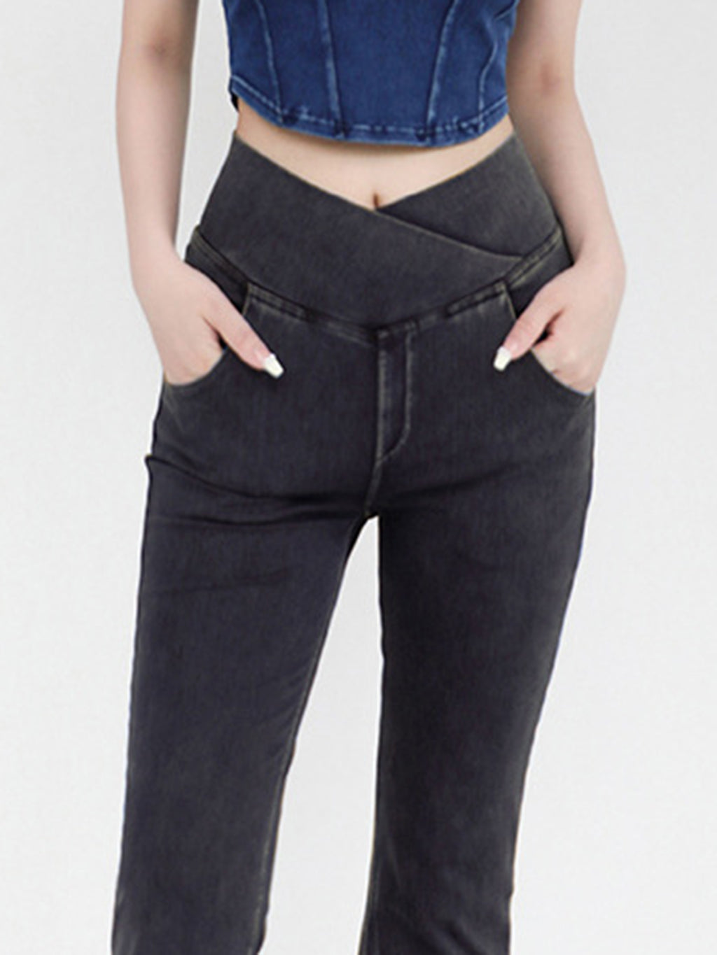 Wide Waistband Bootcut Jeans Pockets (11)