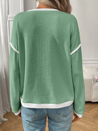 Ribbed Contrast Trim Long Sleeve Top (25)