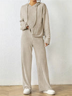 Ribbed Drawstring Hoodie Pants Set (14)