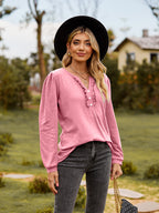 Puff Sleeve Ruffle Trim Blouse (8)