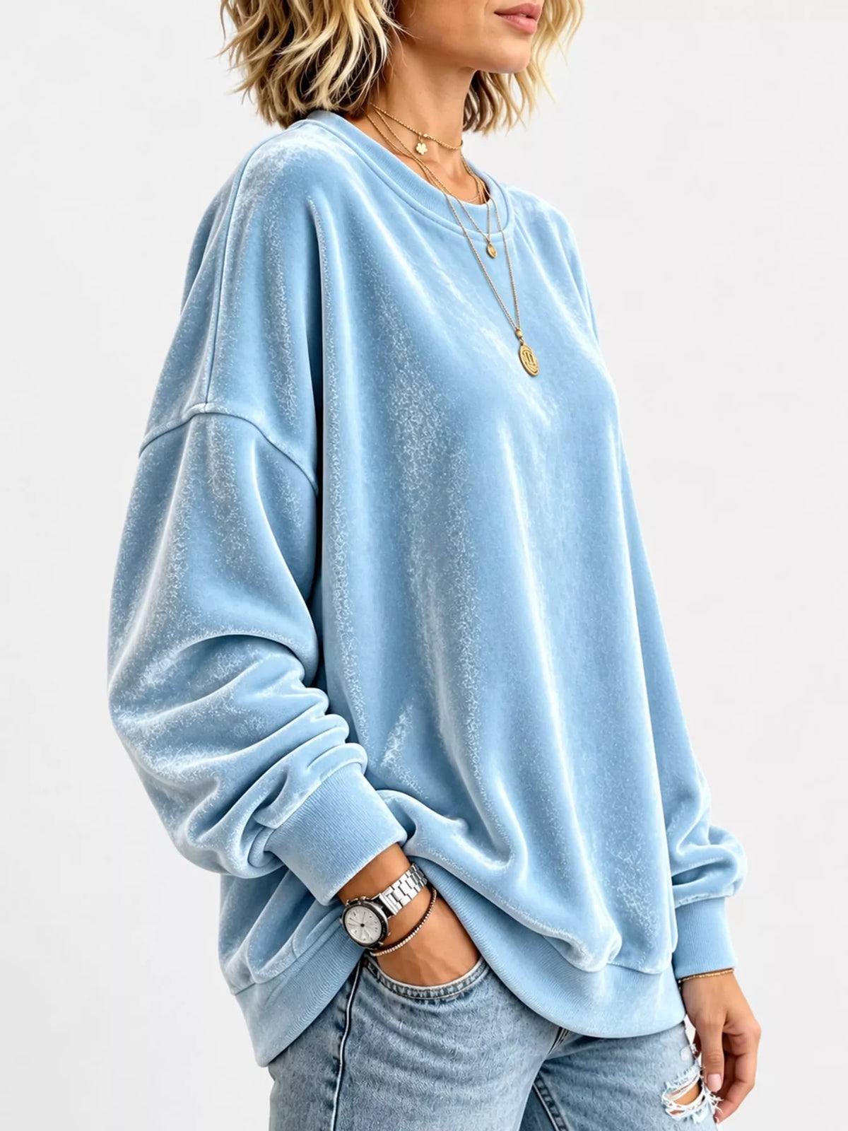 Full Size Crew Neck Drop Shoulder Sweatshirt Plus (18)