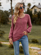 Round Neck Button-down Long Sleeve Tee (15)