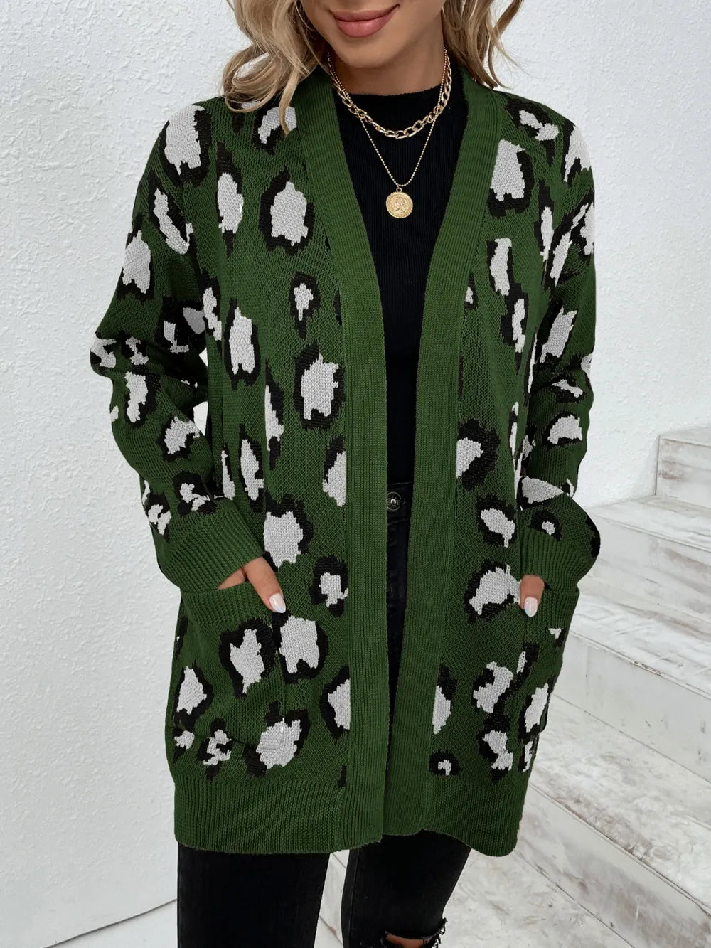 Leopard Open Front Dropped Shoulder Cardigan (4)