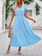 V-neck Ruffle Sleeve Dress (9)