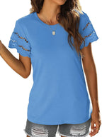 Round Neck Short Sleeve Casual T-shirt (19)