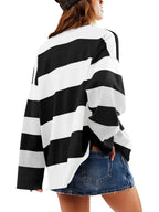 Striped Half-zip Oversized Sweatshirt (10)