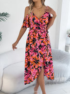 Printed Cold Shoulder Midi Cami Dress (3)