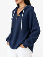 Full Size Waffle Knit Button Detail Hoodie Plus (36)