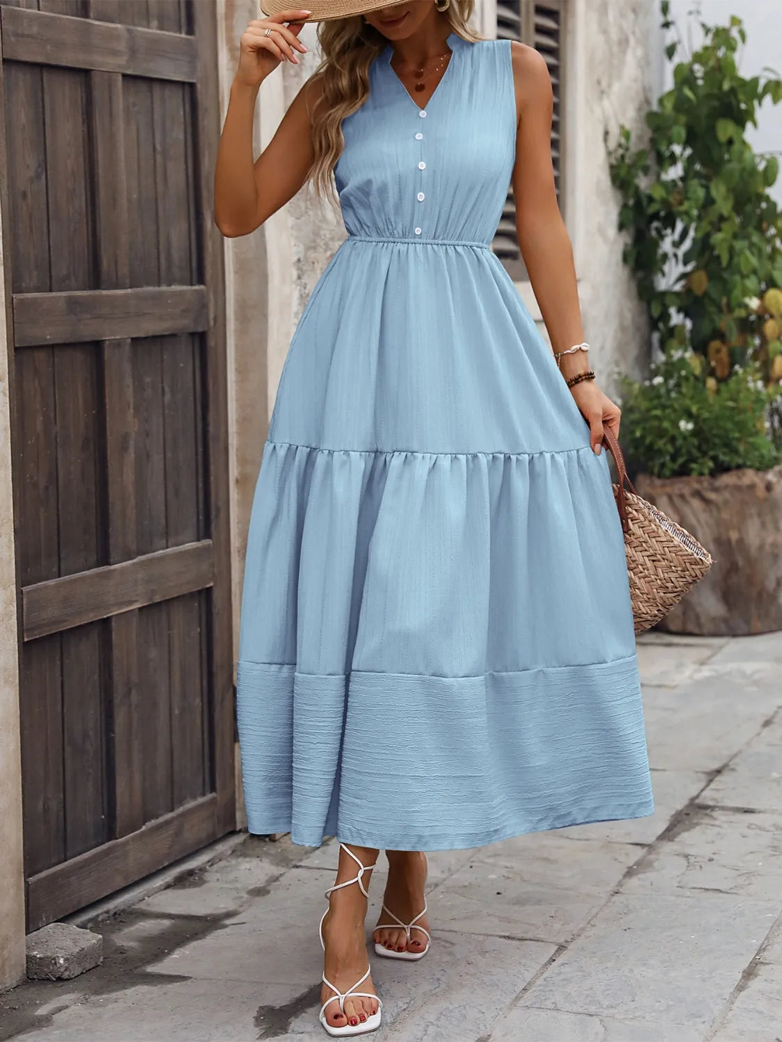 Notched Sleeveless Maxi Tank Dress (4)