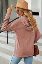 Drawstring Half Button Long Sleeve Hoodie (24)