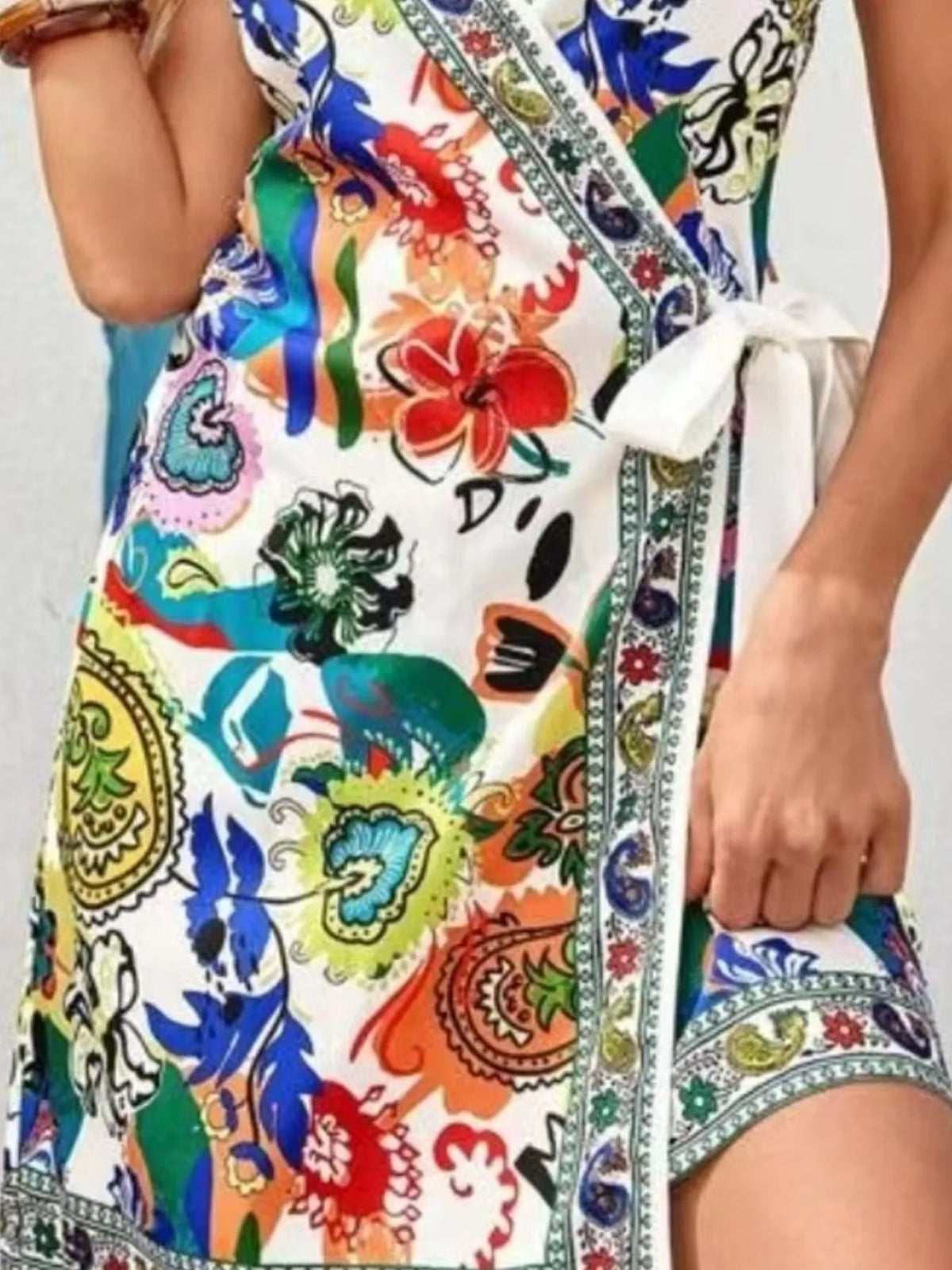 Floral Print Spaghetti Strap Wrap Mini Dress (14)