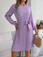 Ditsy Floral Tie Waist Pleated Dress (21)