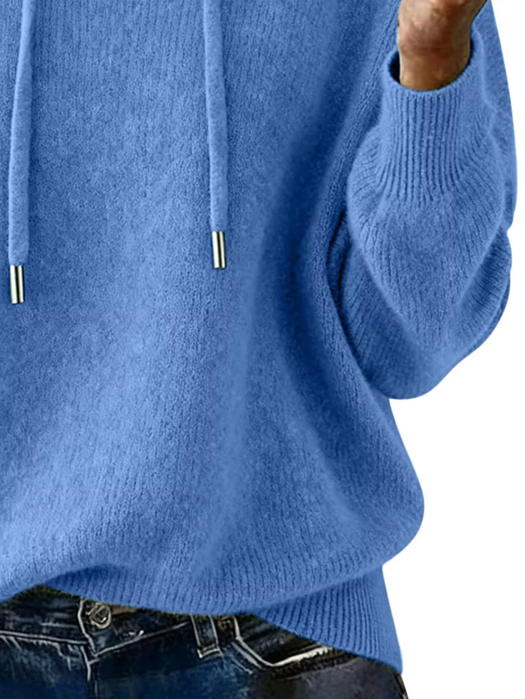 Drawstring Long Sleeve Hooded Sweater (3)
