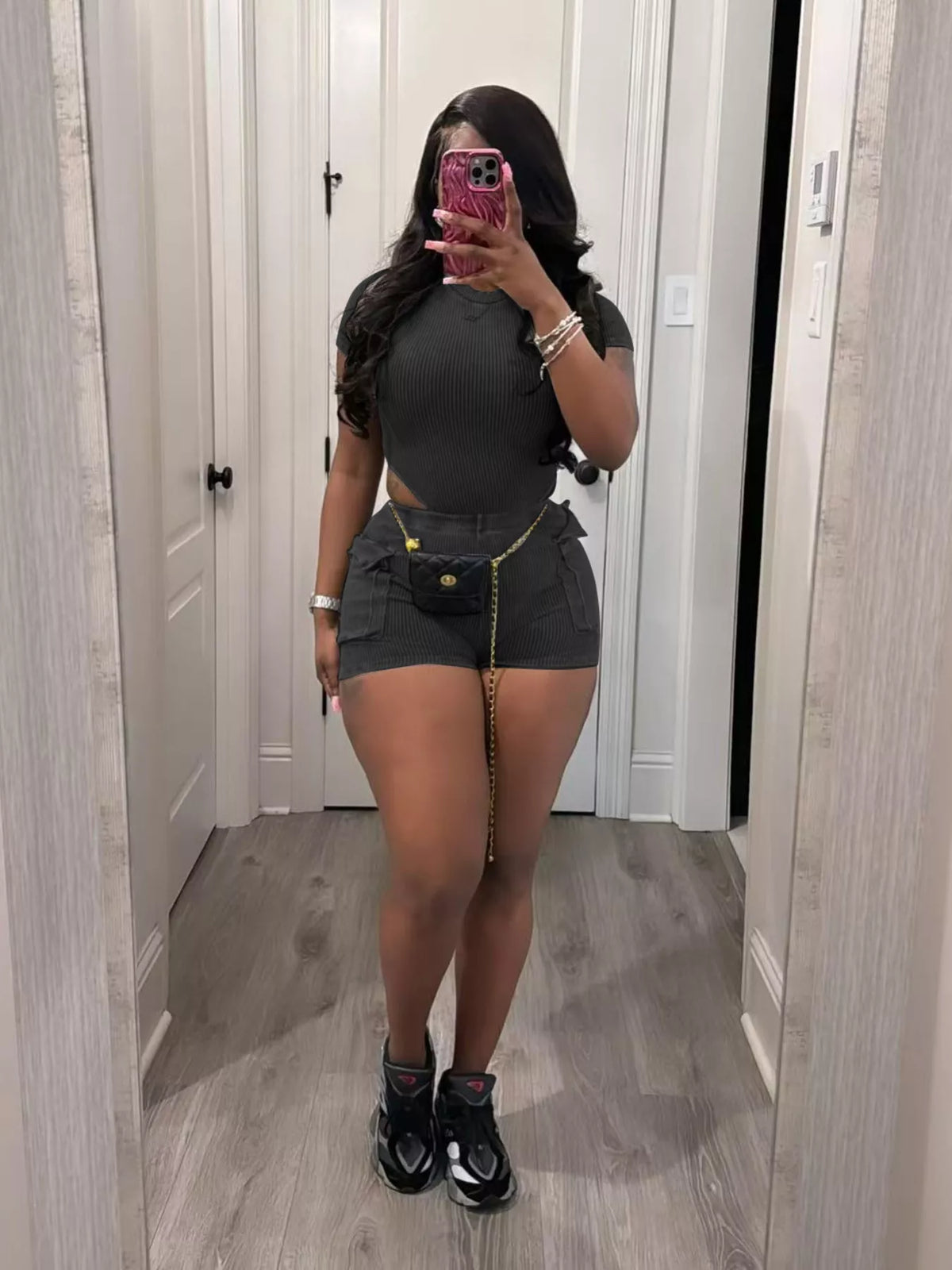 Ribbed Knit Bodysuit Shorts Set (8)