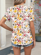 Floral Print Short Sleeve Blouse (8)