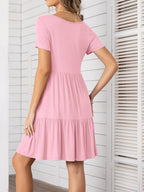 Round Neck Short Sleeve Mini Tee Dress (5)