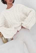Cable Knit Long Sleeve Sweater (5)