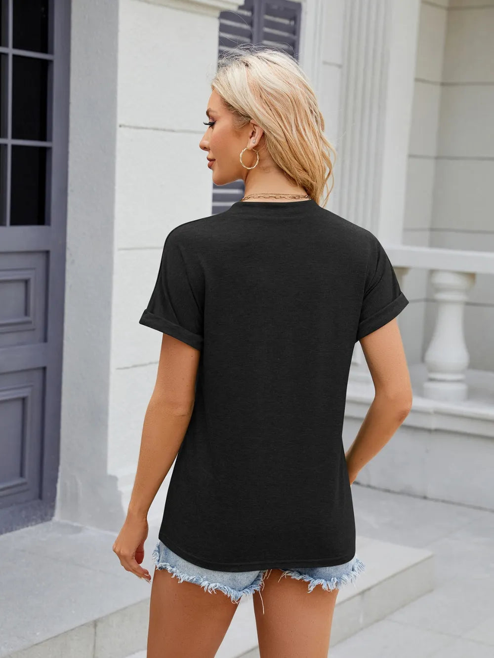 Notched Short Sleeve T-shirt (32)
