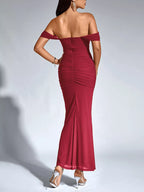 Off-shoulder Ruched Mermaid Maxi Dress (3)