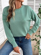 Side Slit Round Neck Sweatshirt (12)