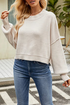Round Neck Dropped Shoulder Sweater (2)