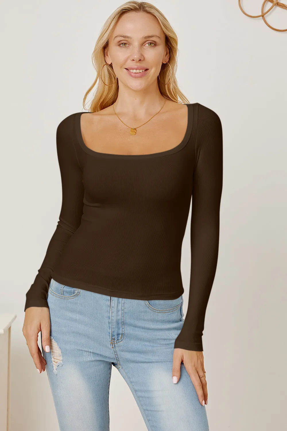 Square Neck Long Sleeve T-shirt (13)
