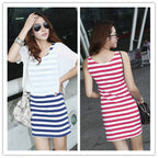 Striped Vest Dress Chiffon Blouse Cotton photo 1