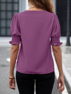 Notched Half Sleeve Blouse (9)