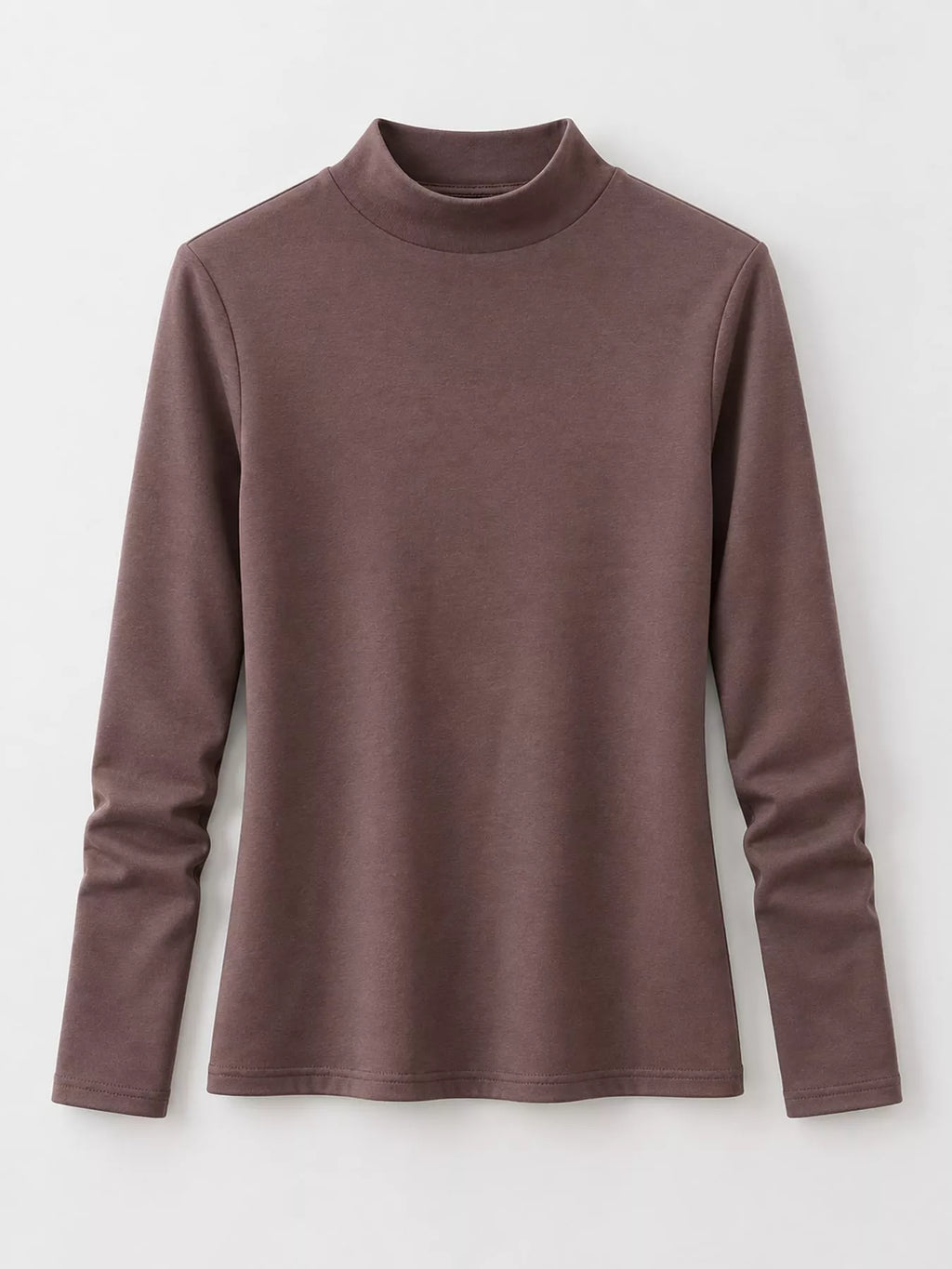 Full Size Slim-fit Mock Neck Long Sleeve Basic T-shirt Plus (28)