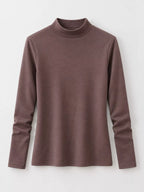 Full Size Slim-fit Mock Neck Long Sleeve Basic T-shirt Plus (28)