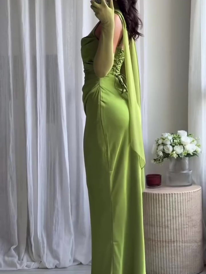 Elegant Pleated Suspender Maxi Dress photo 1
