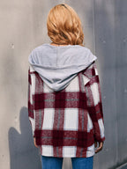 Plaid Dropped Shoulder Hooded Jacket (9)