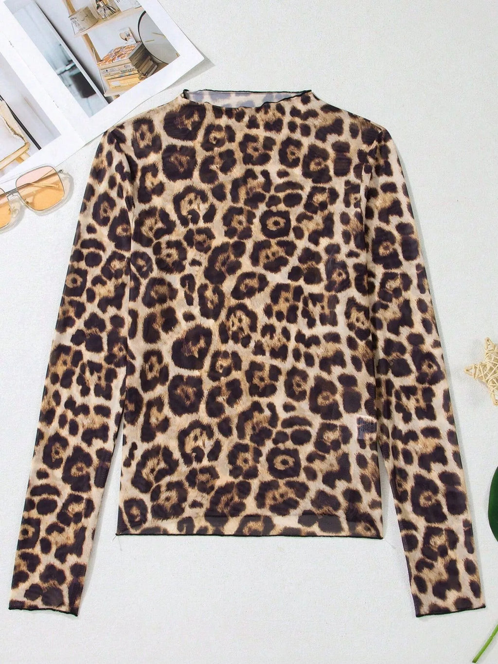 Printed Mesh Long Sleeve Slim Fit Top (14)