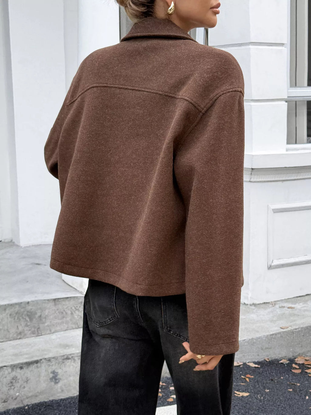 Zip-up Dropped Shoulder Jacket (6)