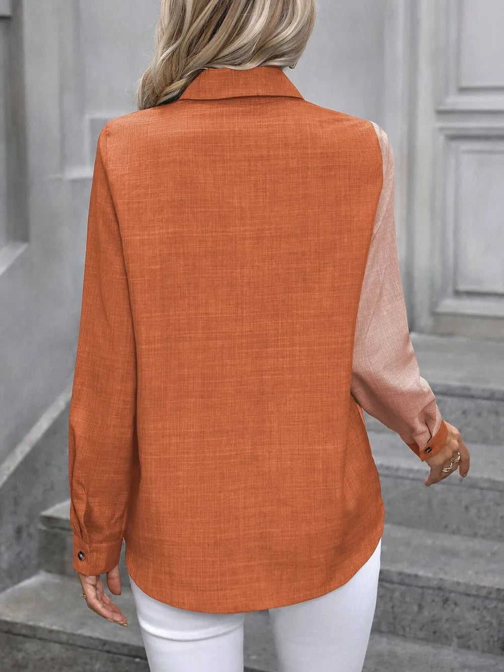 Contrast Collared Neck Long Sleeve Shirt (5)