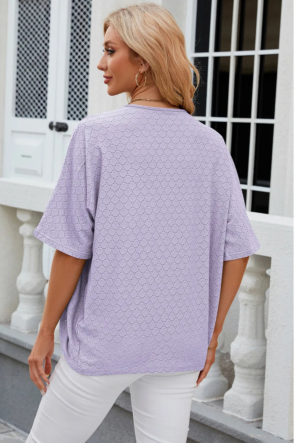 Eyelet Open Front Half Sleeve Cardigan (28)
