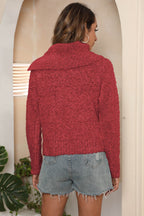Asymmetrical Neck Long Sleeve Pullover Sweater (15)