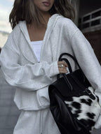 Oversized Zip-up Hoodie Wide-leg Pants Set (5)