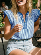 Striped Ruffle Sleeve Blouse (8)