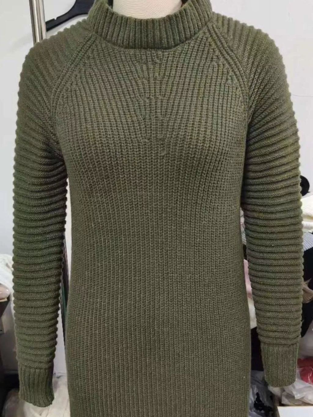 Full Size Turtleneck Raglan Sleeve Sweater Dress Plus (10)