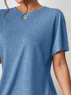 Casual Round Neck T-shirt Shorts Set (27)