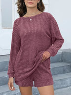 Round Neck Dropped Shoulder Top Shorts Set (3)
