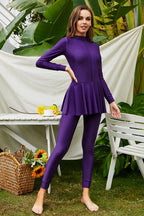 Mock Neck Long Sleeve One-piece Swimwear (7)