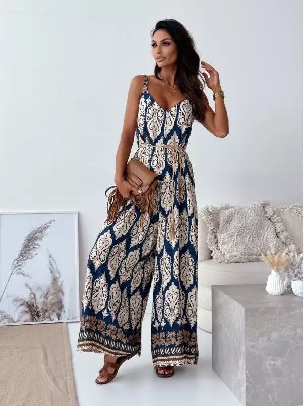 Printed Spaghetti Strap Wide-leg Jumpsuit (14)