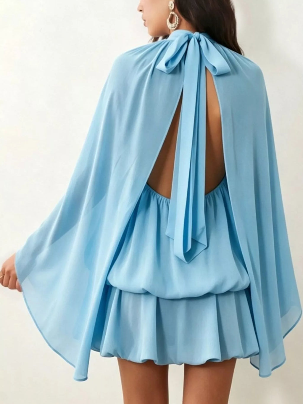Tie Back Flare Sleeve Mini Dress (11)